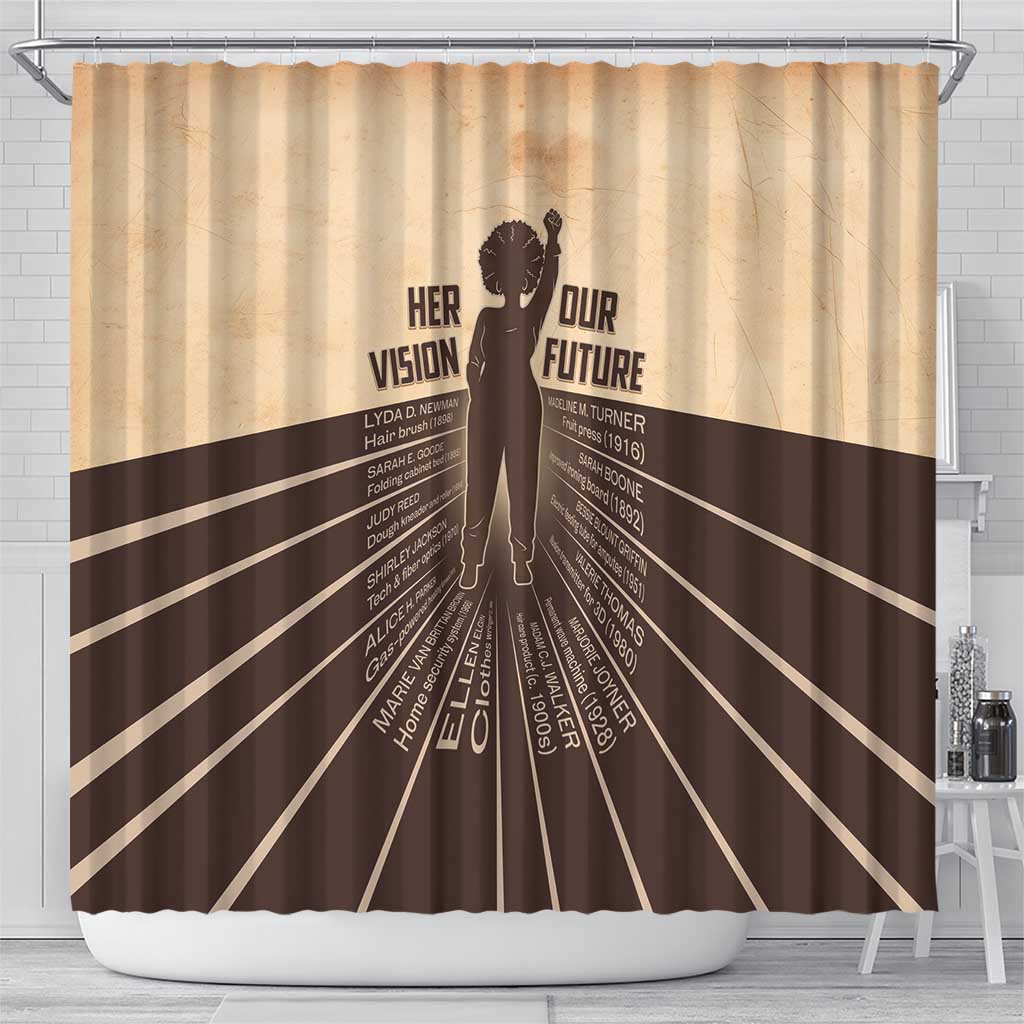 Her Vision Our Future Shower Curtain Influential Black Women Inventors and Pioneers - African Pride