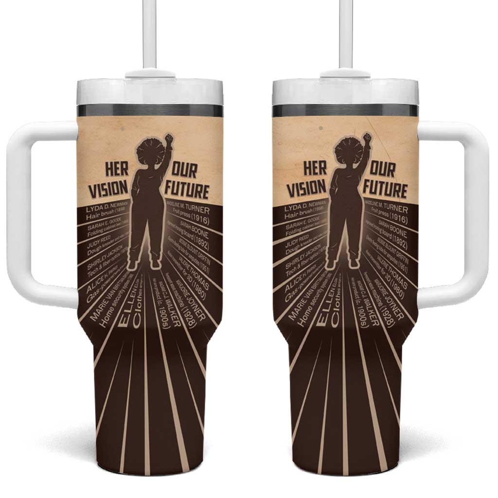 Her Vision Our Future Tumbler With Handle Influential Black Women Inventors and Pioneers - African Pride