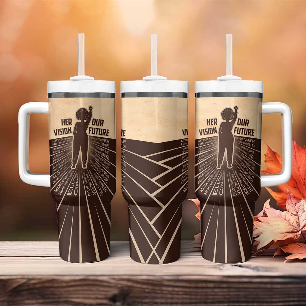 Her Vision Our Future Tumbler With Handle Influential Black Women Inventors and Pioneers - African Pride