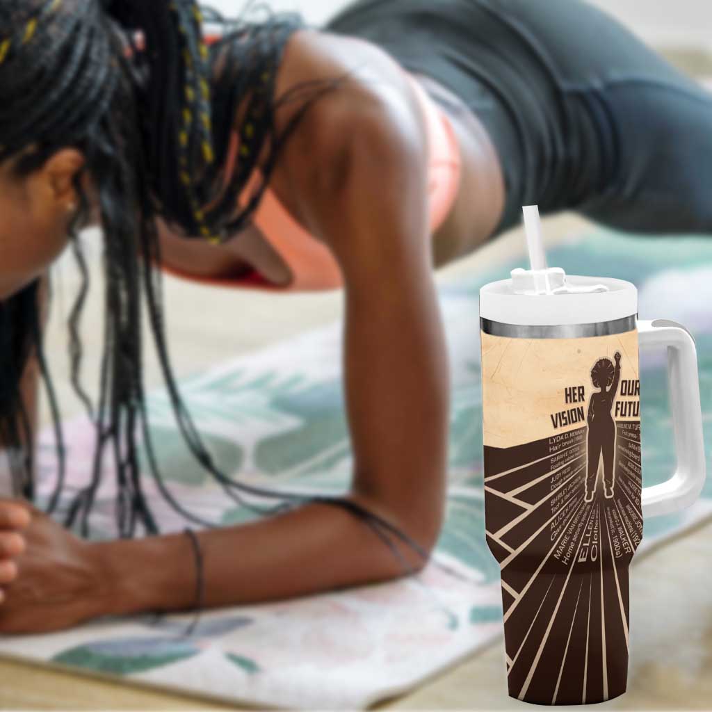 Her Vision Our Future Tumbler With Handle Influential Black Women Inventors and Pioneers - African Pride