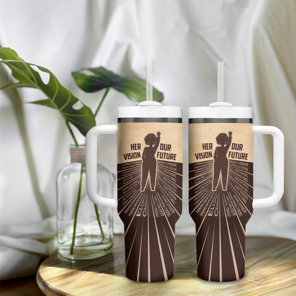 Her Vision Our Future Tumbler With Handle Influential Black Women Inventors and Pioneers - African Pride