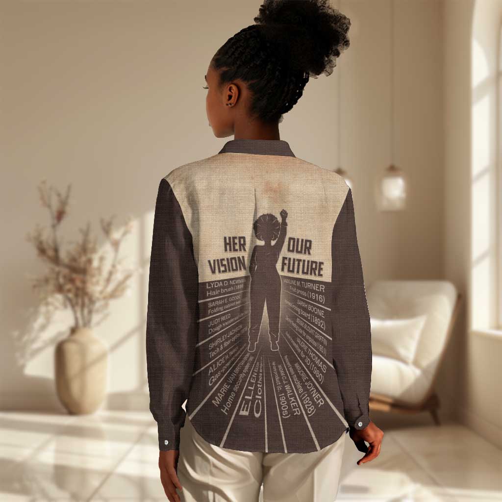 Her Vision Our Future Women Casual Shirt Influential Black Women Inventors and Pioneers - African Pride