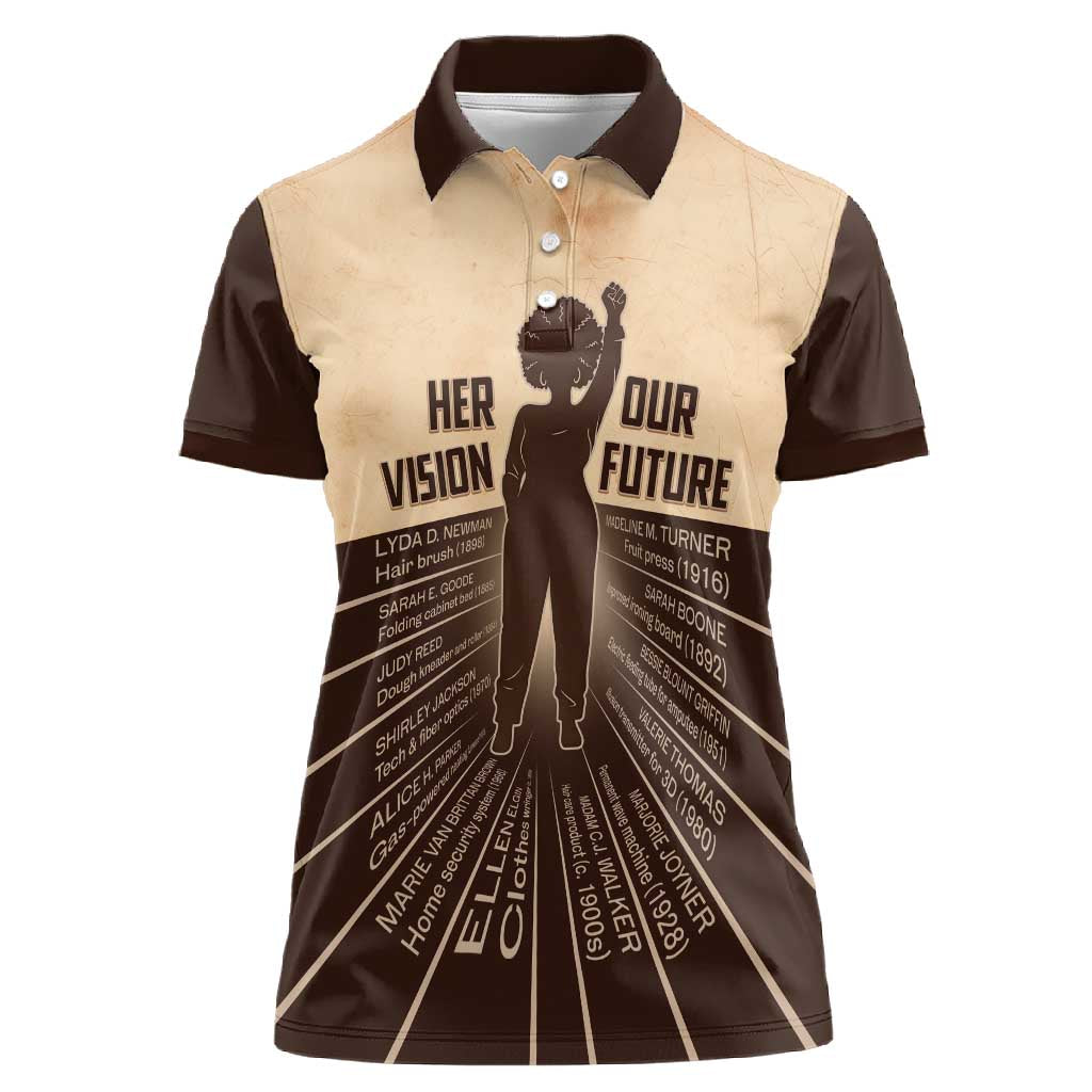 Her Vision Our Future Women Polo Shirt Influential Black Women Inventors and Pioneers - African Pride