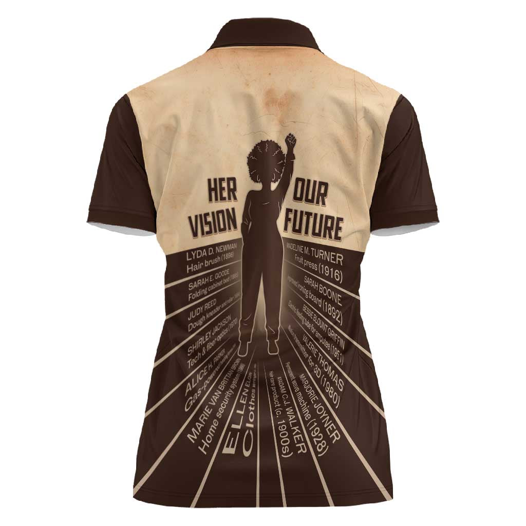 Her Vision Our Future Women Polo Shirt Influential Black Women Inventors and Pioneers - African Pride