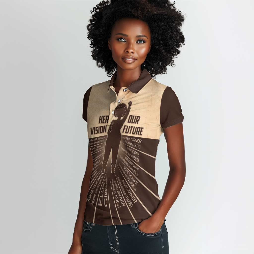 Her Vision Our Future Women Polo Shirt Influential Black Women Inventors and Pioneers - African Pride
