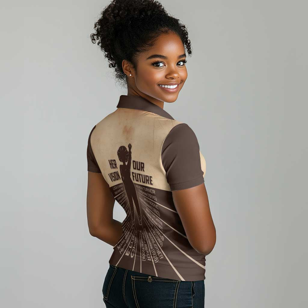 Her Vision Our Future Women Polo Shirt Influential Black Women Inventors and Pioneers - African Pride
