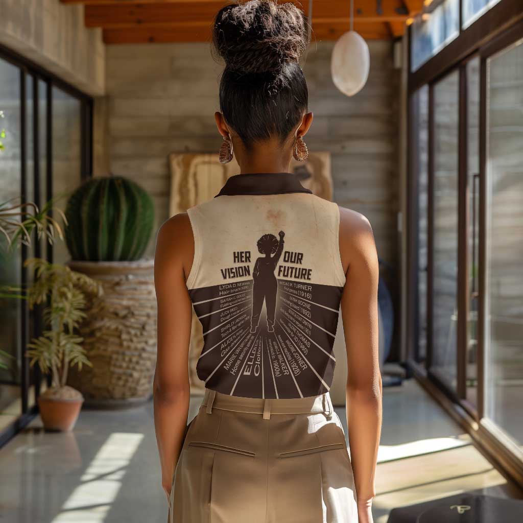 Her Vision Our Future Women Sleeveless Polo Shirt Influential Black Women Inventors and Pioneers - African Pride