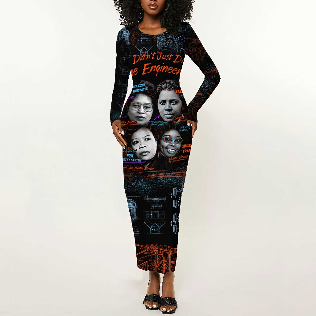 She Didn't Just Dream She Engineered Long Sleeve Bodycon Dress Trailblazing Black Women Innovators - African Pride