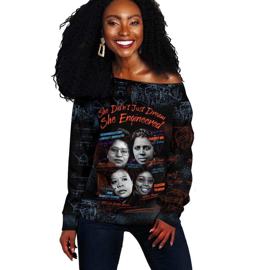 She Didn't Just Dream She Engineered Off Shoulder Sweater Trailblazing Black Women Innovators - African Pride
