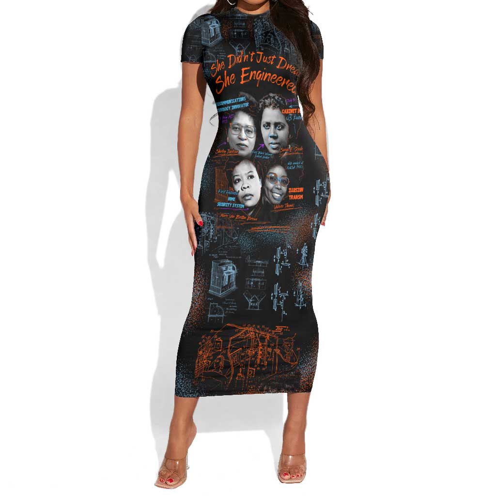 She Didn't Just Dream She Engineered Short Sleeve Bodycon Dress Trailblazing Black Women Innovators - African Pride