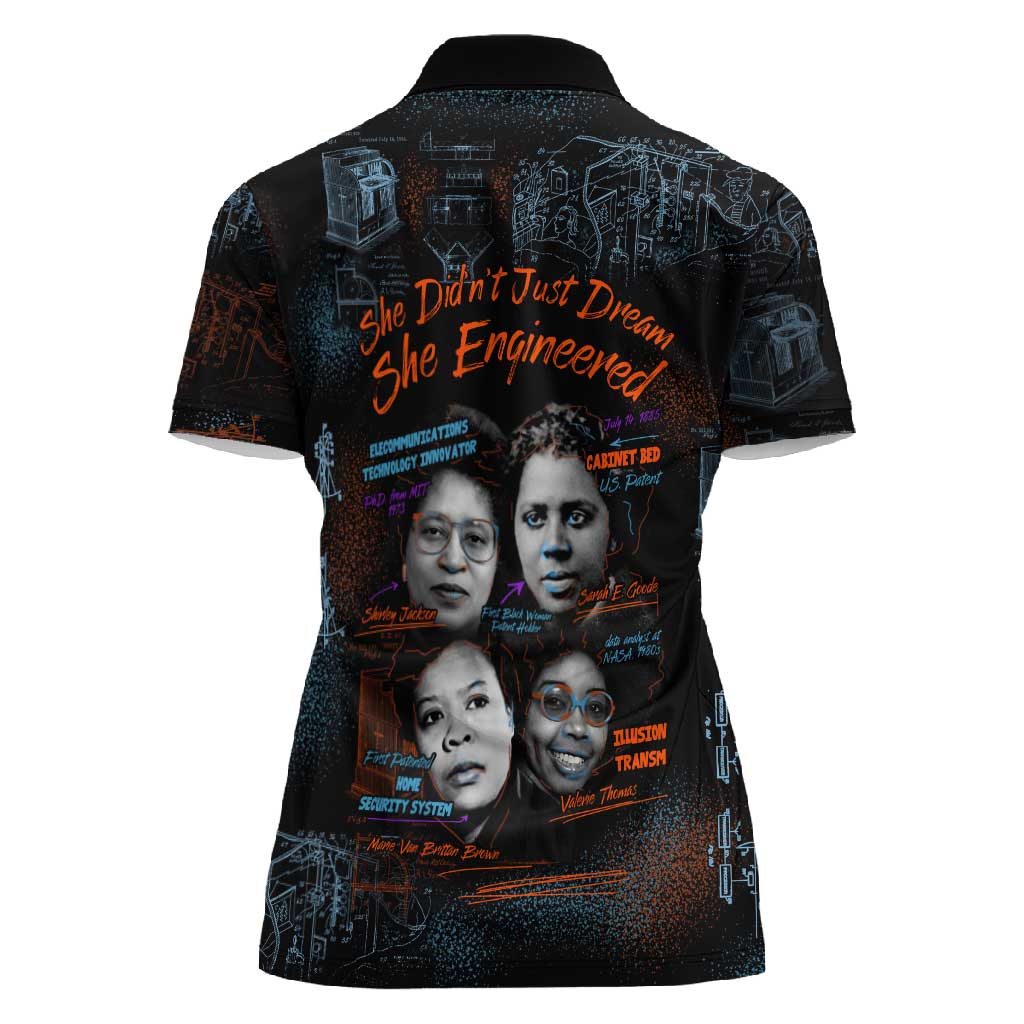 She Didn't Just Dream She Engineered Women Polo Shirt Trailblazing Black Women Innovators - African Pride