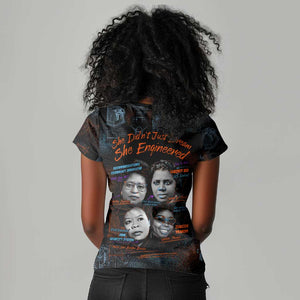 She Didn't Just Dream She Engineered Women V-Neck T-Shirt Trailblazing Black Women Innovators - African Pride