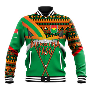 Burkina Faso Heritage Baseball Jacket Tribal Spears and National Emblem - African Pride