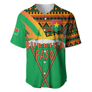 Burkina Faso Heritage Baseball Jersey Tribal Spears and National Emblem - African Pride