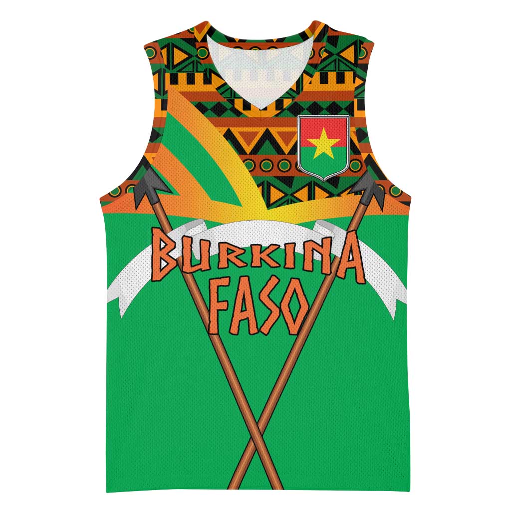 Burkina Faso Heritage Basketball Jersey Tribal Spears and National Emblem - African Pride