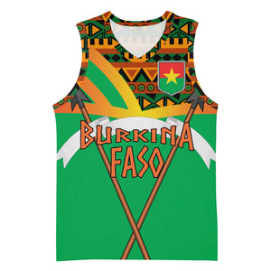Burkina Faso Heritage Basketball Jersey Tribal Spears and National Emblem - African Pride