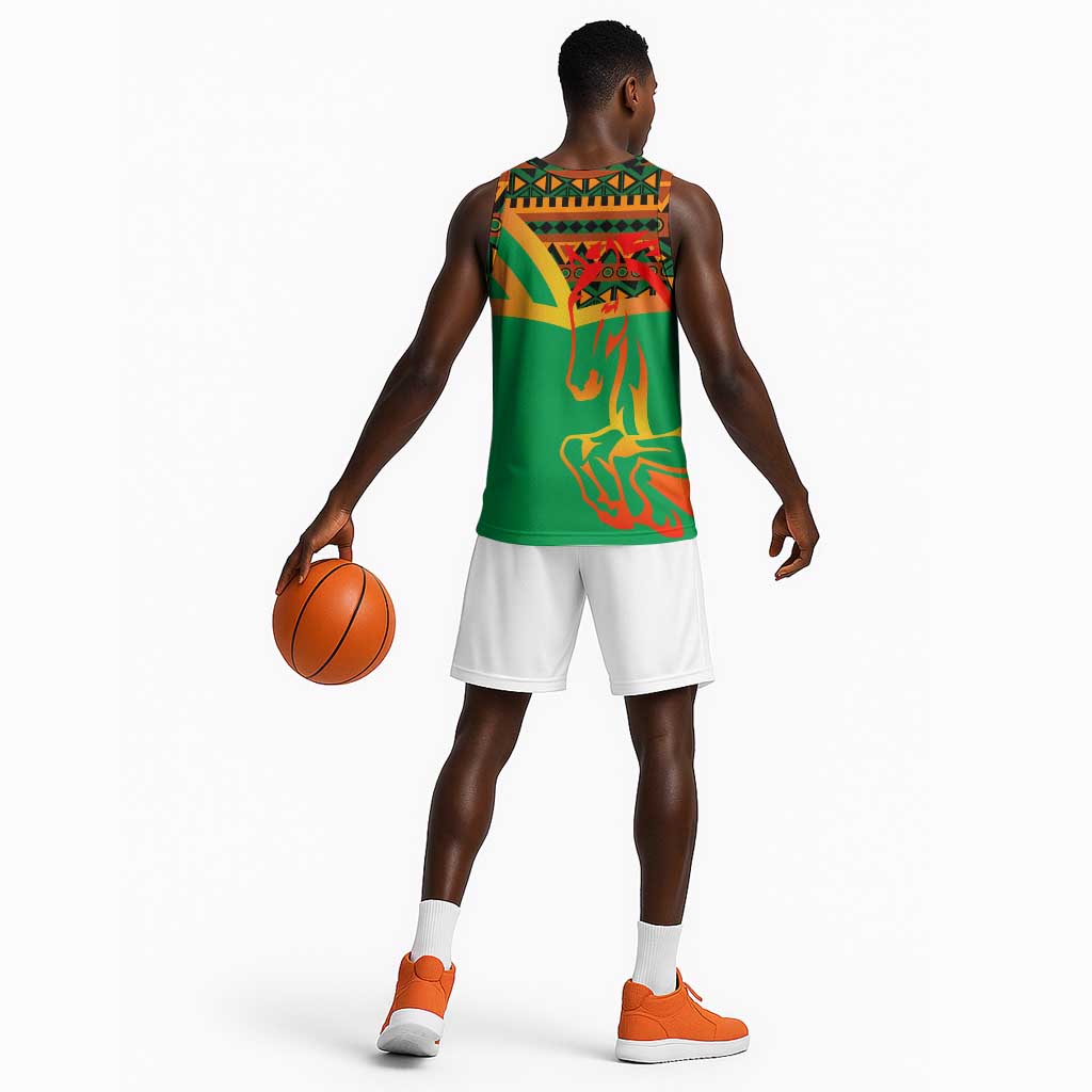 Burkina Faso Heritage Basketball Jersey Tribal Spears and National Emblem - African Pride