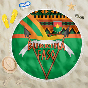 Burkina Faso Heritage Beach Blanket Tribal Spears and National Emblem - African Pride