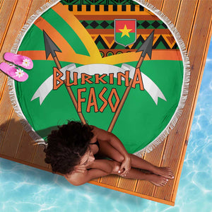 Burkina Faso Heritage Beach Blanket Tribal Spears and National Emblem - African Pride
