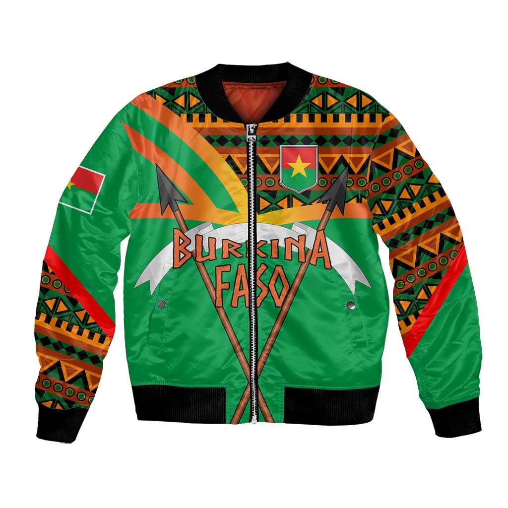 Burkina Faso Heritage Bomber Jacket Tribal Spears and National Emblem - African Pride