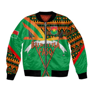 Burkina Faso Heritage Bomber Jacket Tribal Spears and National Emblem - African Pride