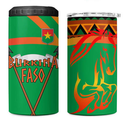 Burkina Faso Heritage 4 in 1 Can Cooler Tumbler Tribal Spears and National Emblem - African Pride