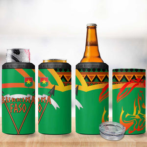 Burkina Faso Heritage 4 in 1 Can Cooler Tumbler Tribal Spears and National Emblem - African Pride