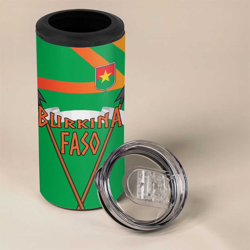 Burkina Faso Heritage 4 in 1 Can Cooler Tumbler Tribal Spears and National Emblem - African Pride