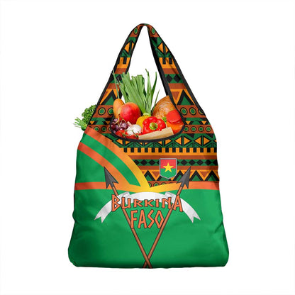 Burkina Faso Heritage Grocery Bag Tribal Spears and National Emblem - African Pride