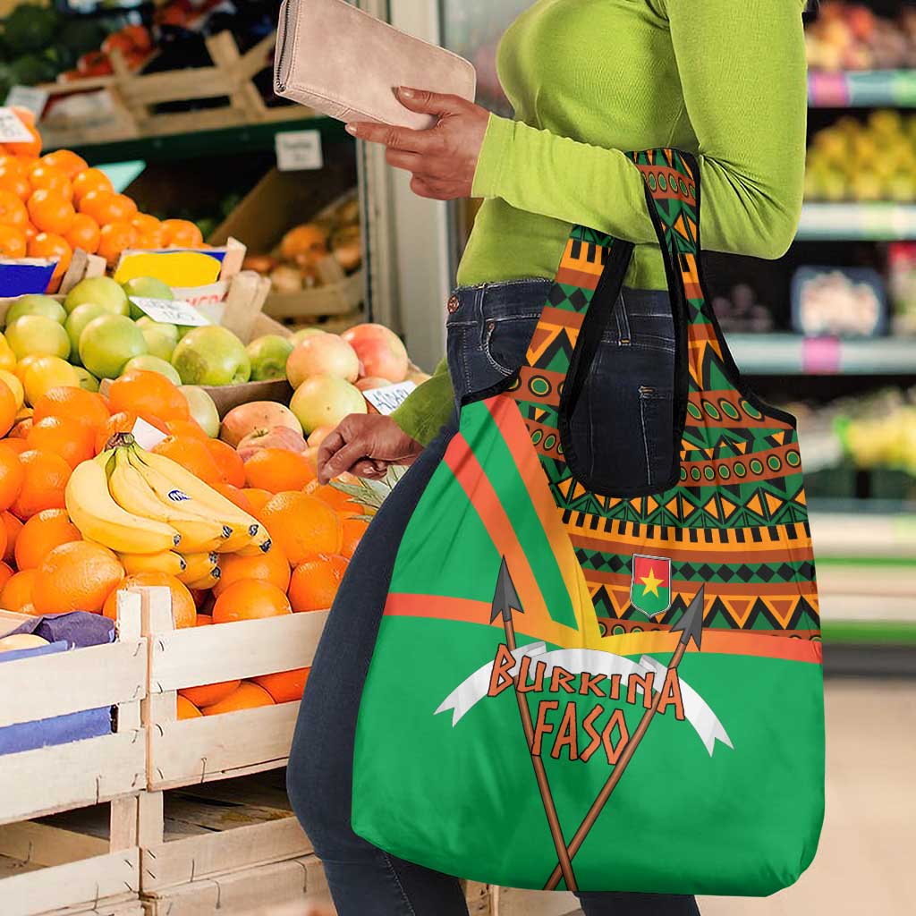 Burkina Faso Heritage Grocery Bag Tribal Spears and National Emblem - African Pride