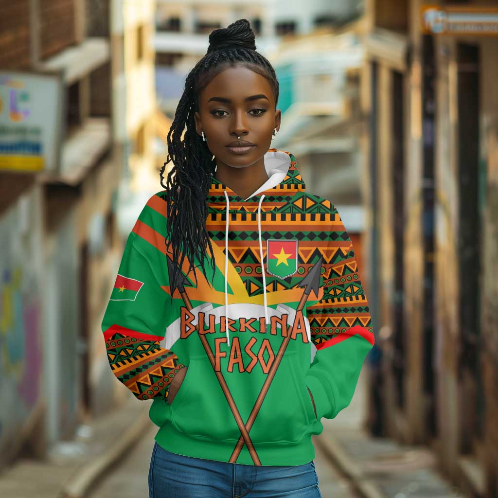 Burkina Faso Heritage Hoodie Tribal Spears and National Emblem - African Pride