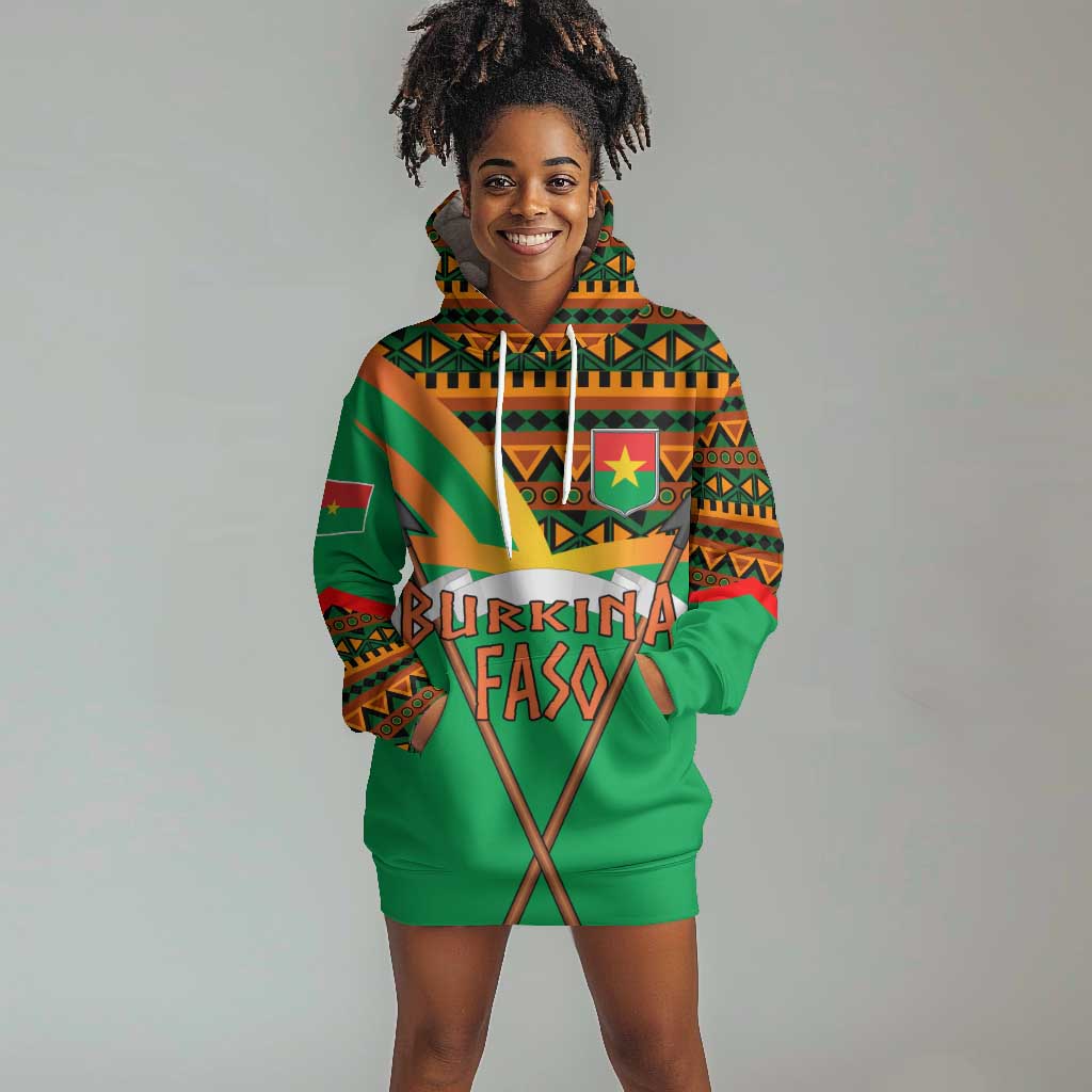 Burkina Faso Heritage Hoodie Dress Tribal Spears and National Emblem - African Pride