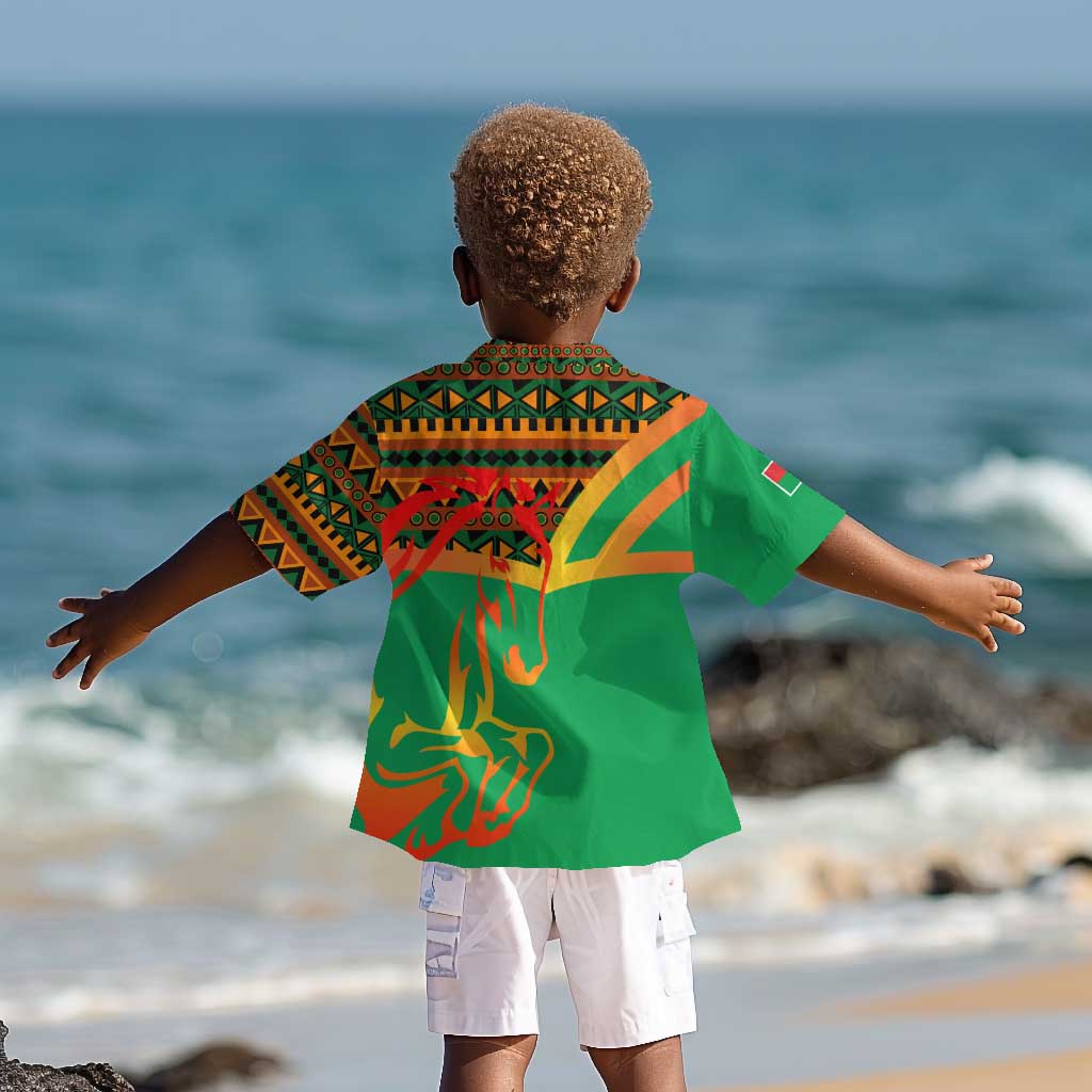 Burkina Faso Heritage Kid Hawaiian Shirt Tribal Spears and National Emblem - African Pride