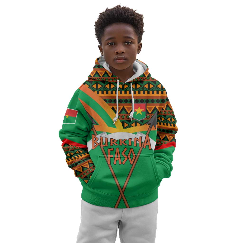 Burkina Faso Heritage Kid Hoodie Tribal Spears and National Emblem - African Pride