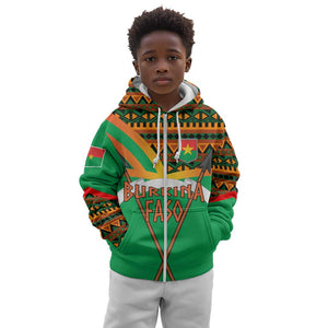 Burkina Faso Heritage Kid Hoodie Tribal Spears and National Emblem - African Pride