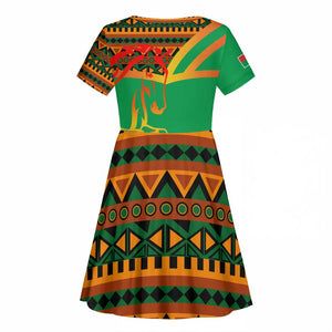 Burkina Faso Heritage Kid Short Sleeve Dress Tribal Spears and National Emblem - African Pride