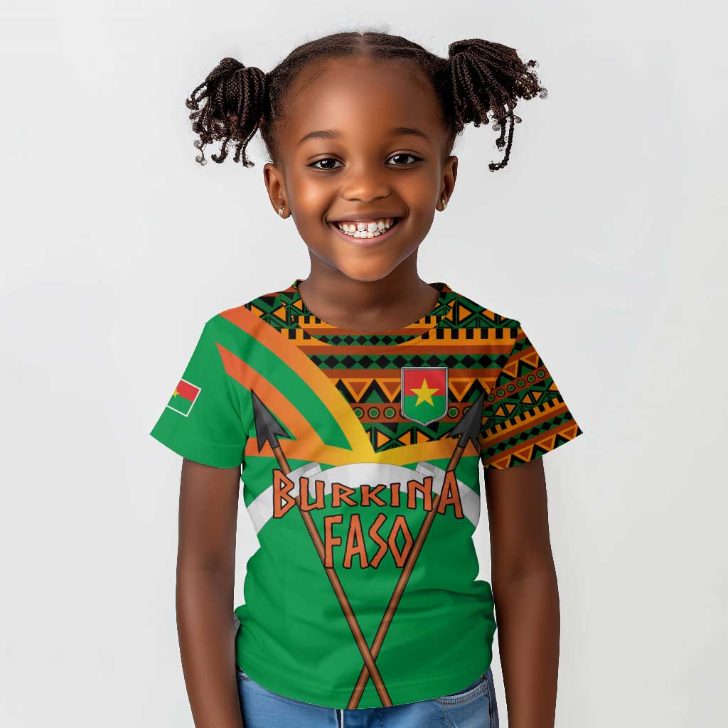 Burkina Faso Heritage Kid T shirt Tribal Spears and National Emblem - African Pride