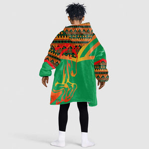 Burkina Faso Heritage Kid Wearable Blanket Hoodie Tribal Spears and National Emblem - African Pride