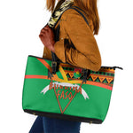 Burkina Faso Heritage Leather Tote Bag Tribal Spears and National Emblem - African Pride