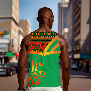 Burkina Faso Heritage Men Tank Top Tribal Spears and National Emblem - African Pride