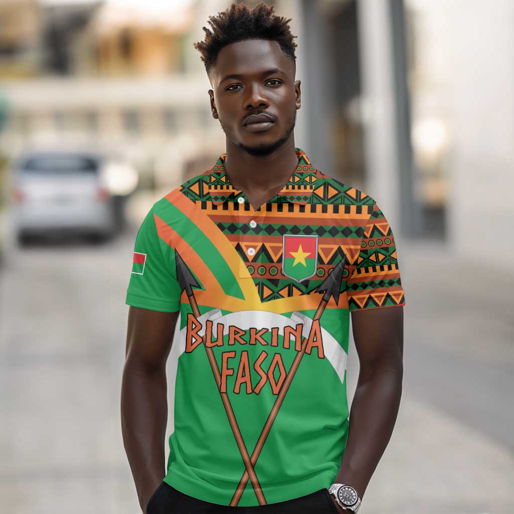 Burkina Faso Heritage Polo Shirt Tribal Spears and National Emblem - African Pride