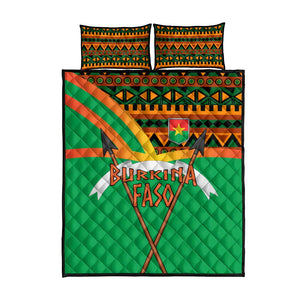 Burkina Faso Heritage Quilt Bed Set Tribal Spears and National Emblem - African Pride