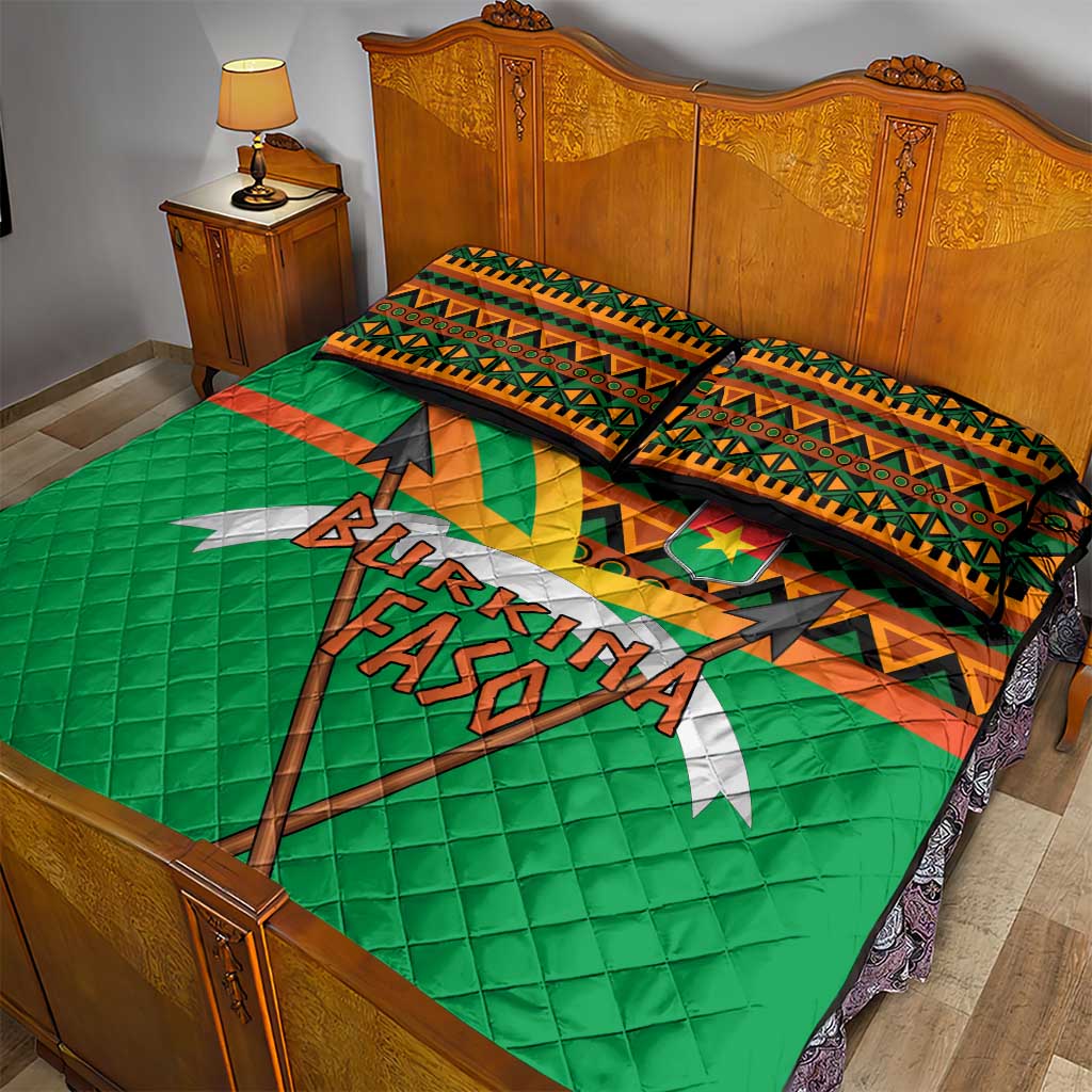 Burkina Faso Heritage Quilt Bed Set Tribal Spears and National Emblem - African Pride