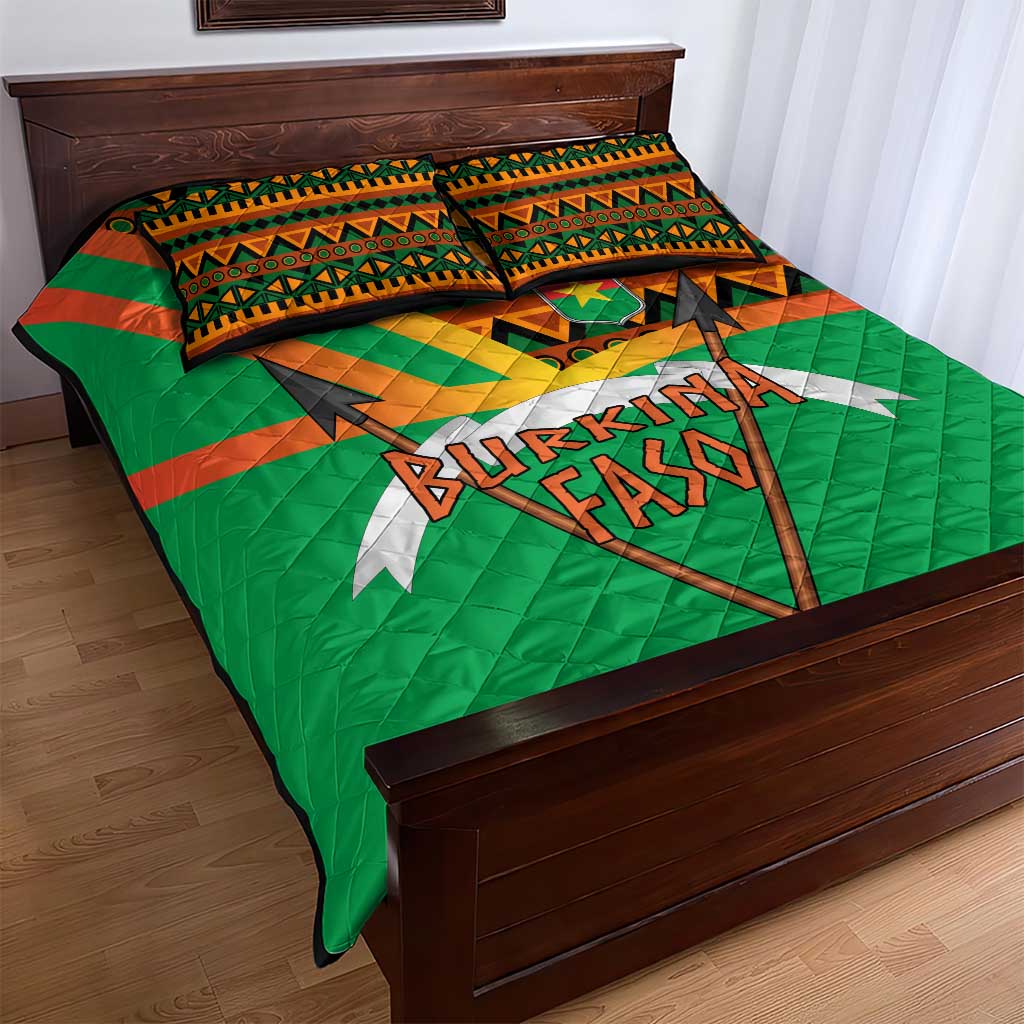 Burkina Faso Heritage Quilt Bed Set Tribal Spears and National Emblem - African Pride
