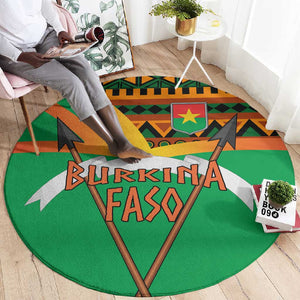 Burkina Faso Heritage Round Carpet Tribal Spears and National Emblem - African Pride