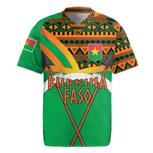 Burkina Faso Heritage Rugby Jersey Tribal Spears and National Emblem - African Pride
