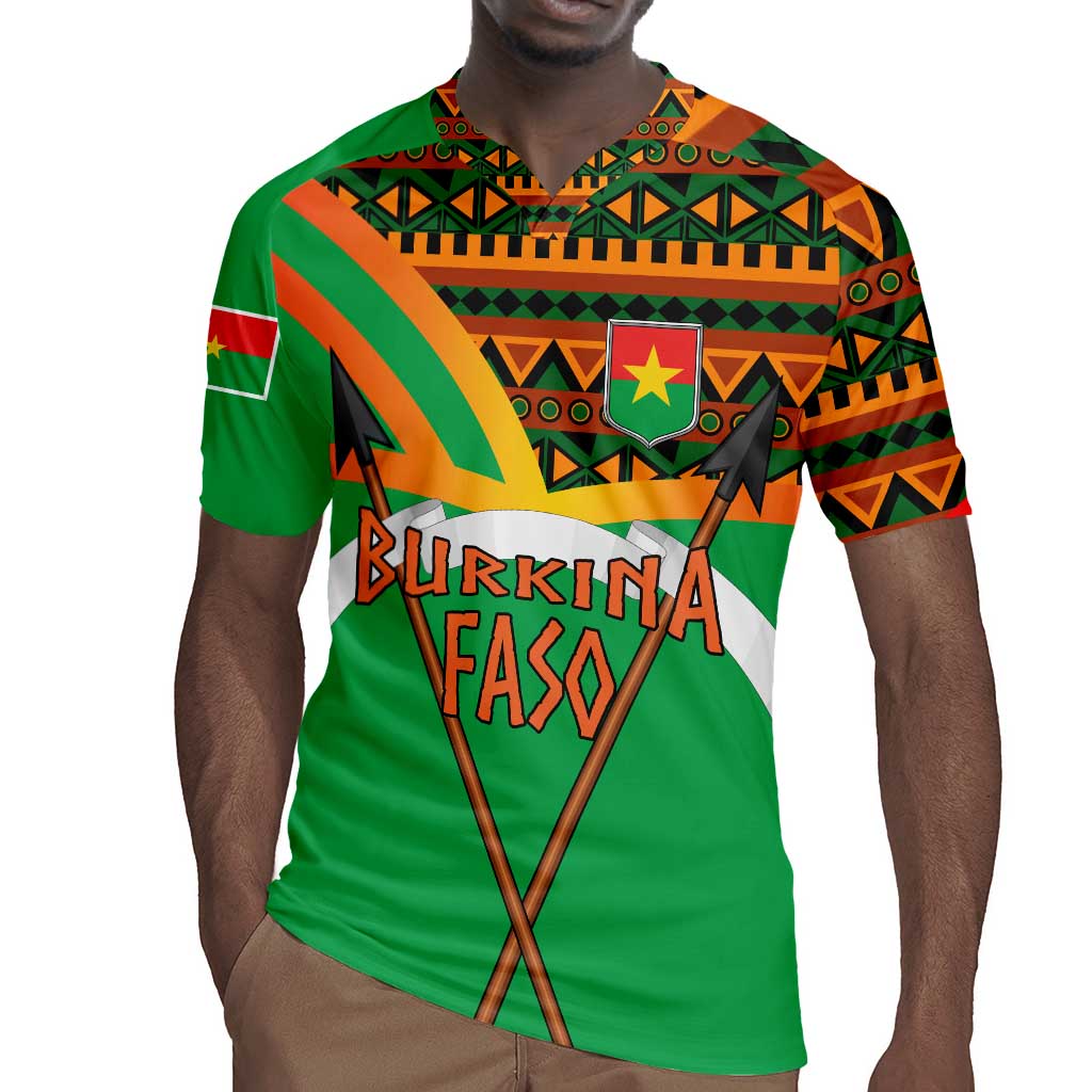 Burkina Faso Heritage Rugby Jersey Tribal Spears and National Emblem - African Pride