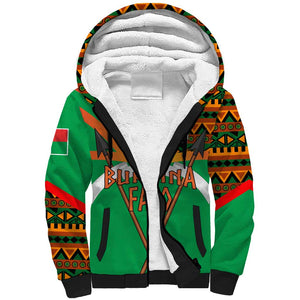 Burkina Faso Heritage Sherpa Hoodie Tribal Spears and National Emblem - African Pride