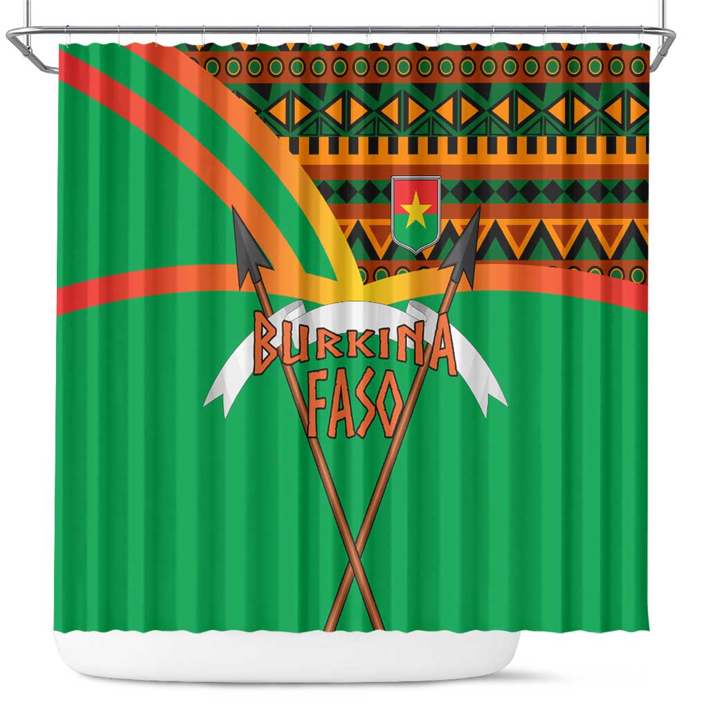 Burkina Faso Heritage Shower Curtain Tribal Spears and National Emblem - African Pride