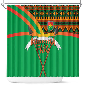Burkina Faso Heritage Shower Curtain Tribal Spears and National Emblem - African Pride
